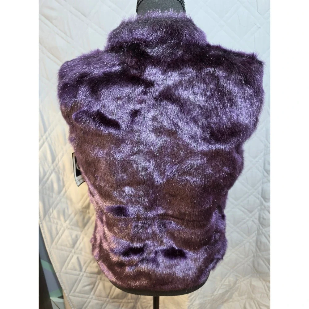Expressions Girls Purple Reversible Faux Fur Vest Iridescent Lilac Size 14/16 XL